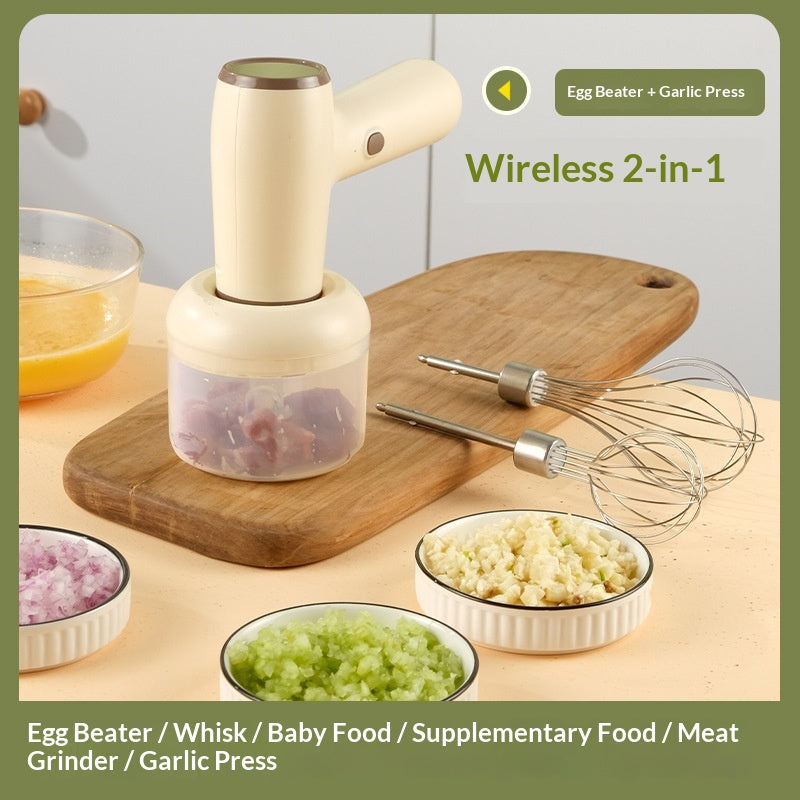 2 In 1 Electric Garlic Chopper USB Rechargeable Vegetable Chili Meat Ginger Masher Handheld Multipurpose Kitchen Gadgets